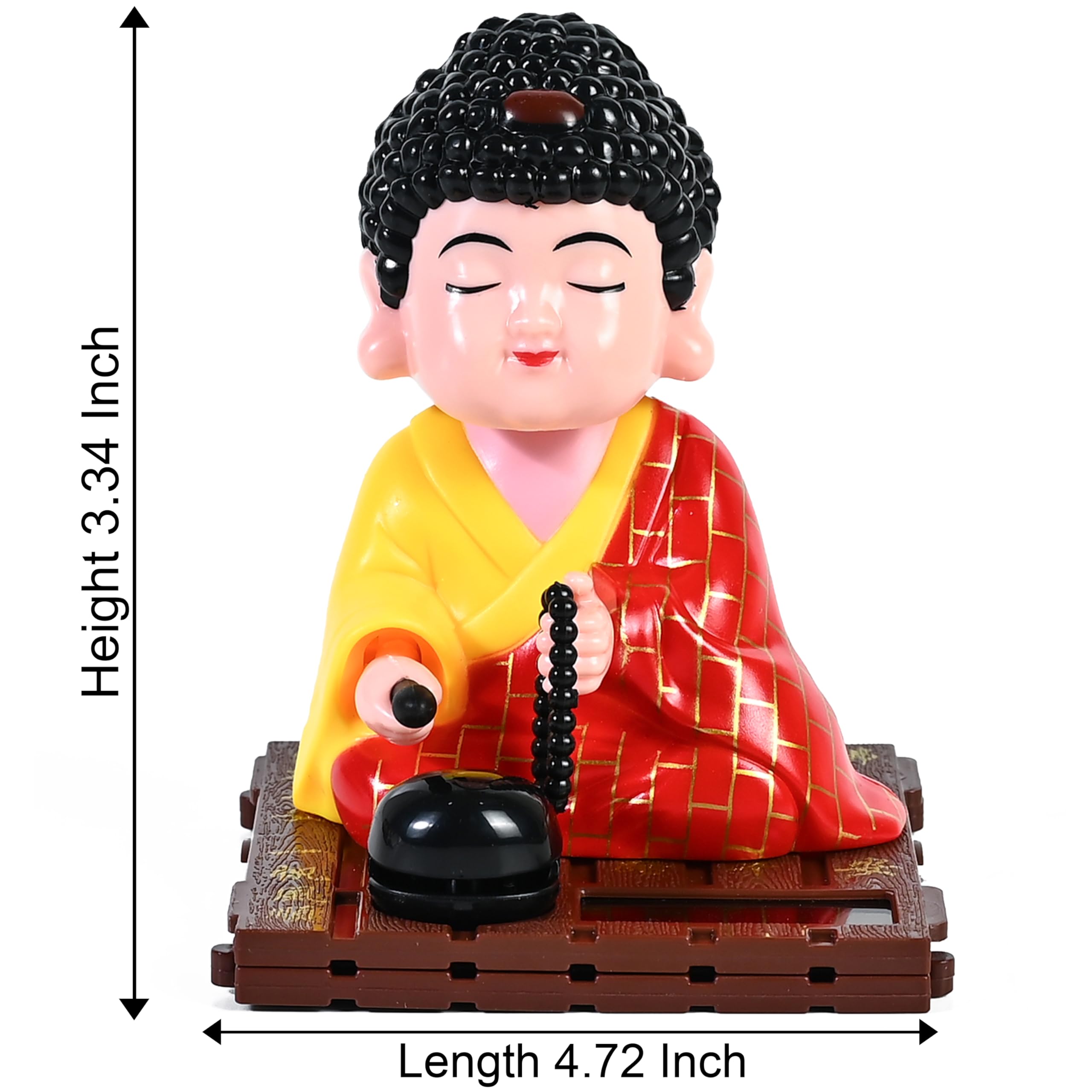 ZAICUS 10 cm Solar-Powered Namaste Buddha Statue | Lucky Charm